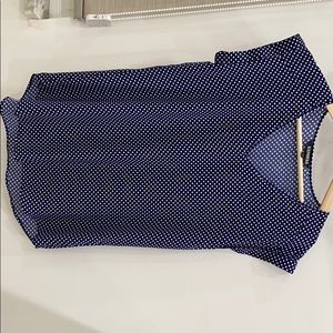 Express Short Sleeve Blue with White Polkadots